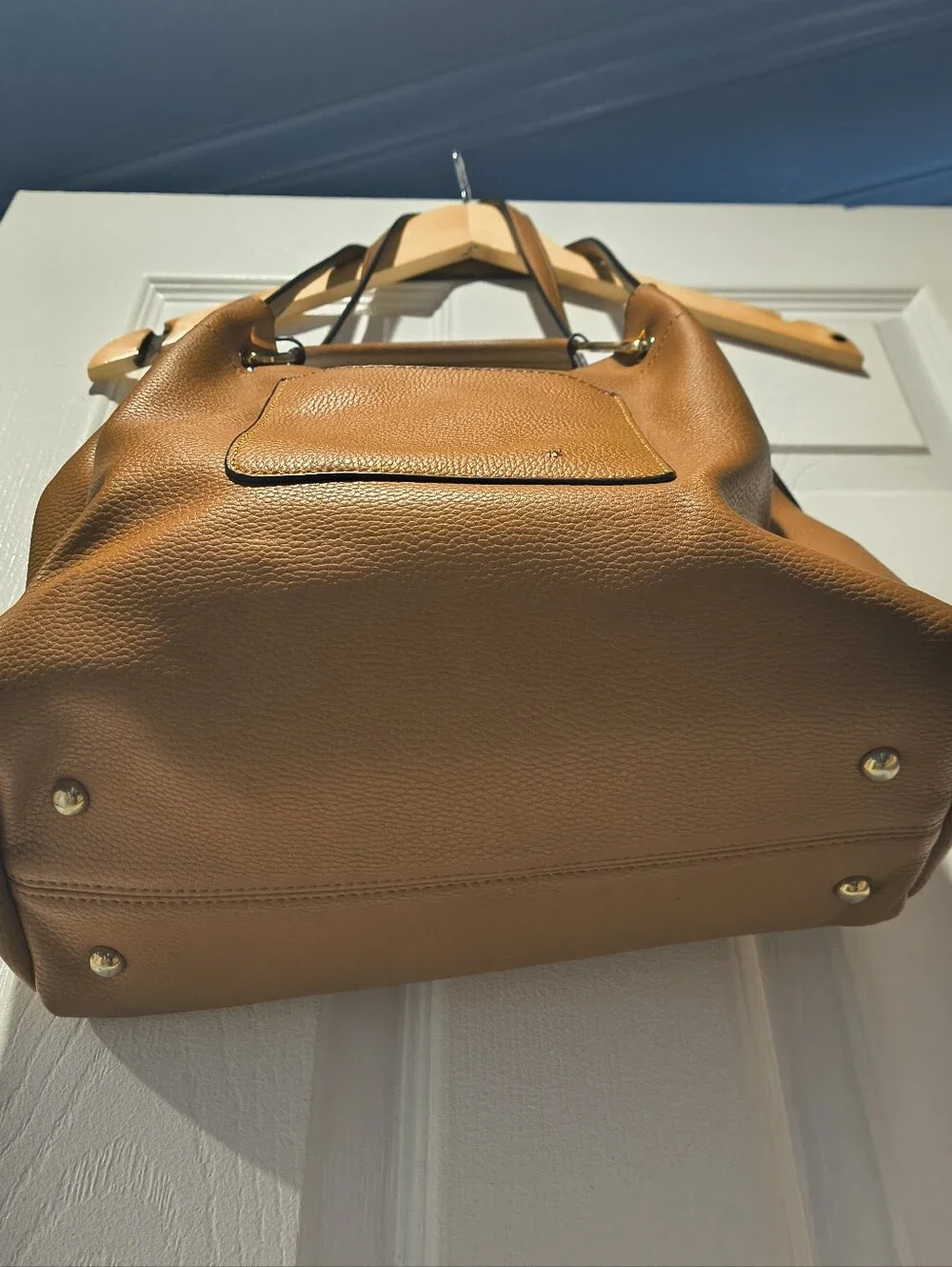 Sondra Roberts Squared Hobo Bag Camel Pebbled Tote with Insert & Dust Bag